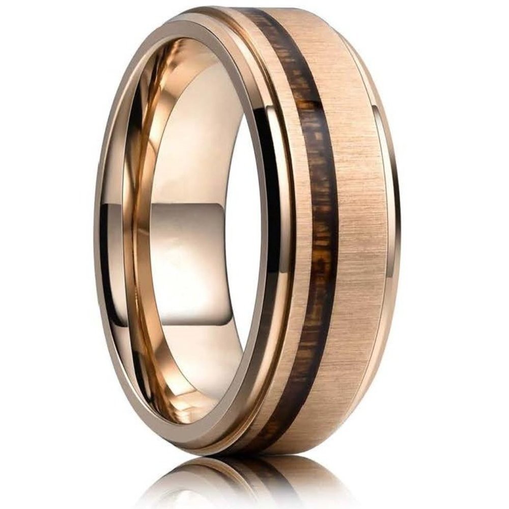 Landon Ring - Brushed Stainless Steel w/ Koa Wood